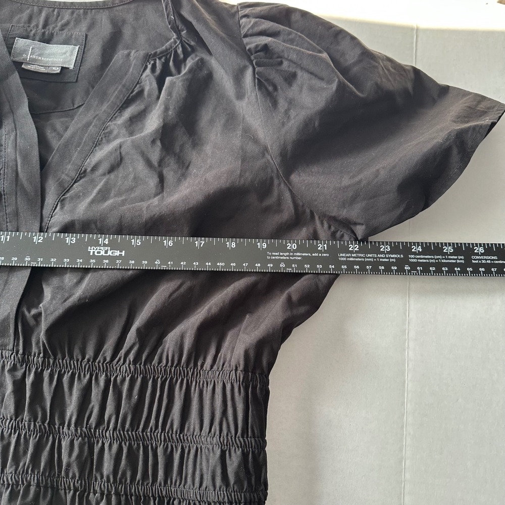 Anthropologie Somerset Maxi Dress Black Cotton Smocked Tiered Puff Sleeve XLP - Picture 5 of 8
